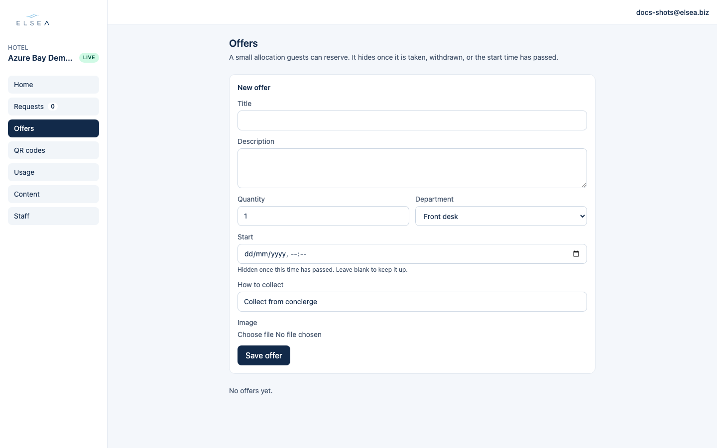 Staff Offers on desktop with the offer list and Save offer.